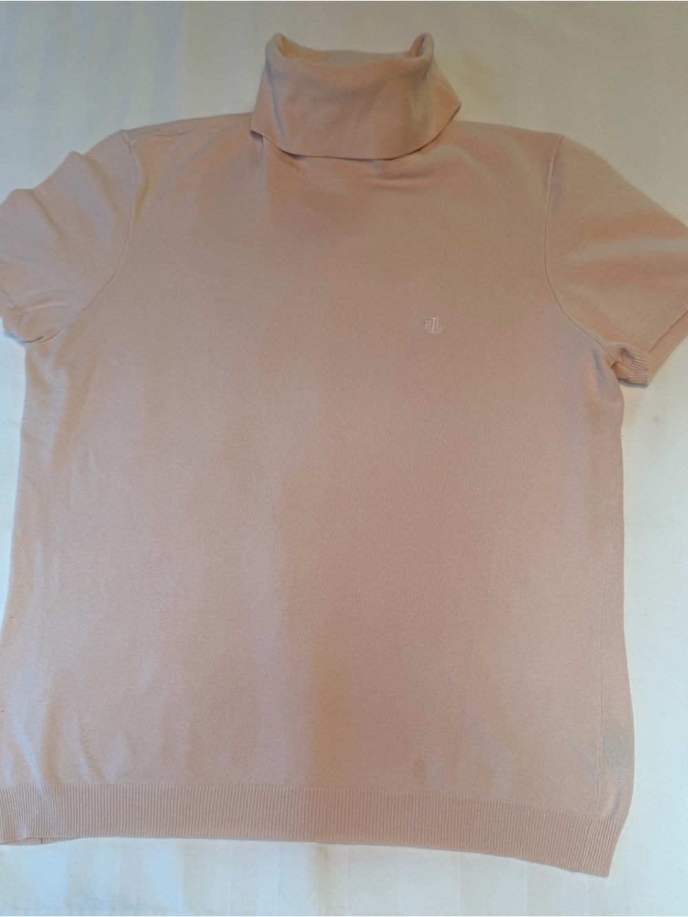 Ralph Lauren Women's Short-Sleeve Turtleneck Sweater in Pale Pink